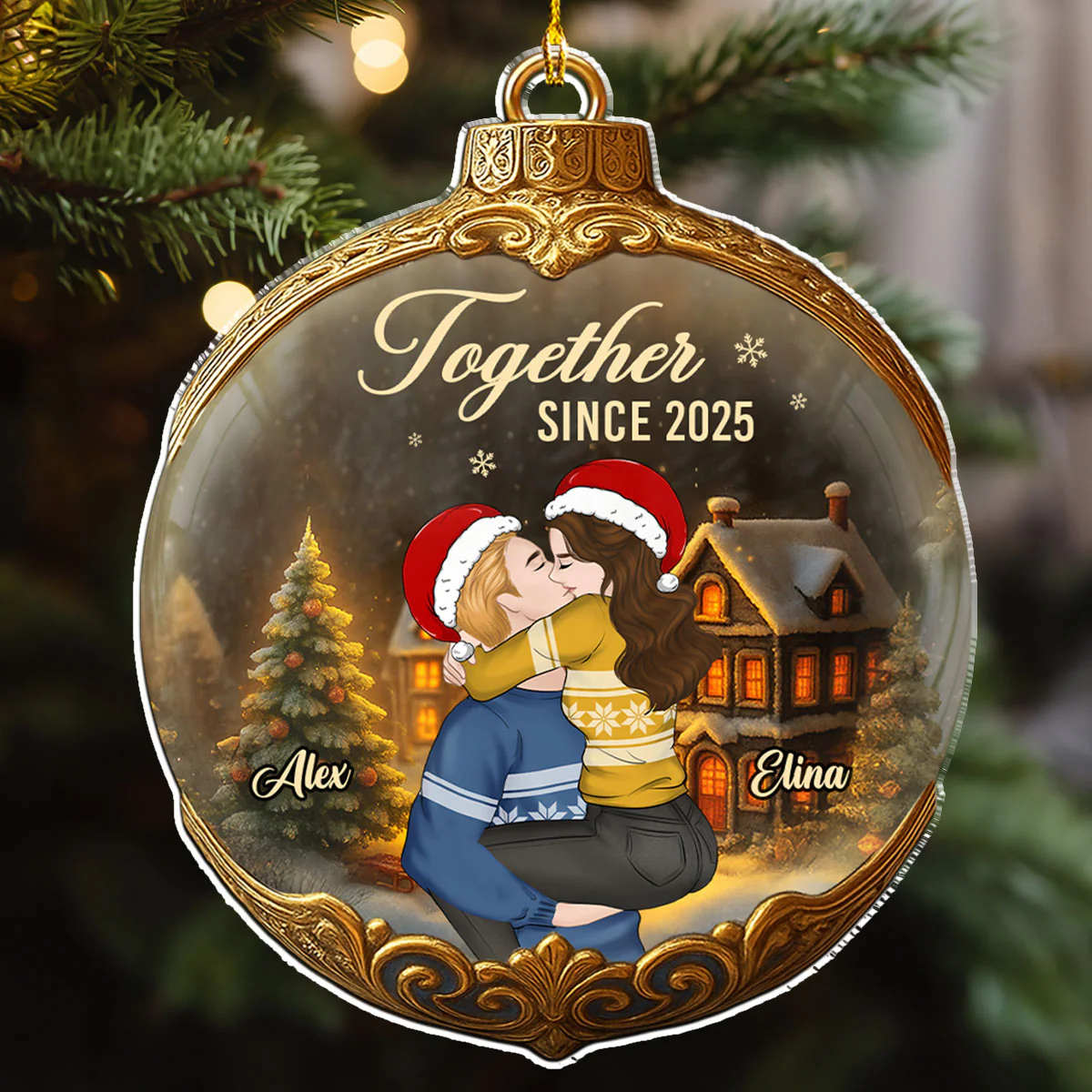 Winter Wonderland And Love - Personalized Custom Acrylic Ornament - Image 2