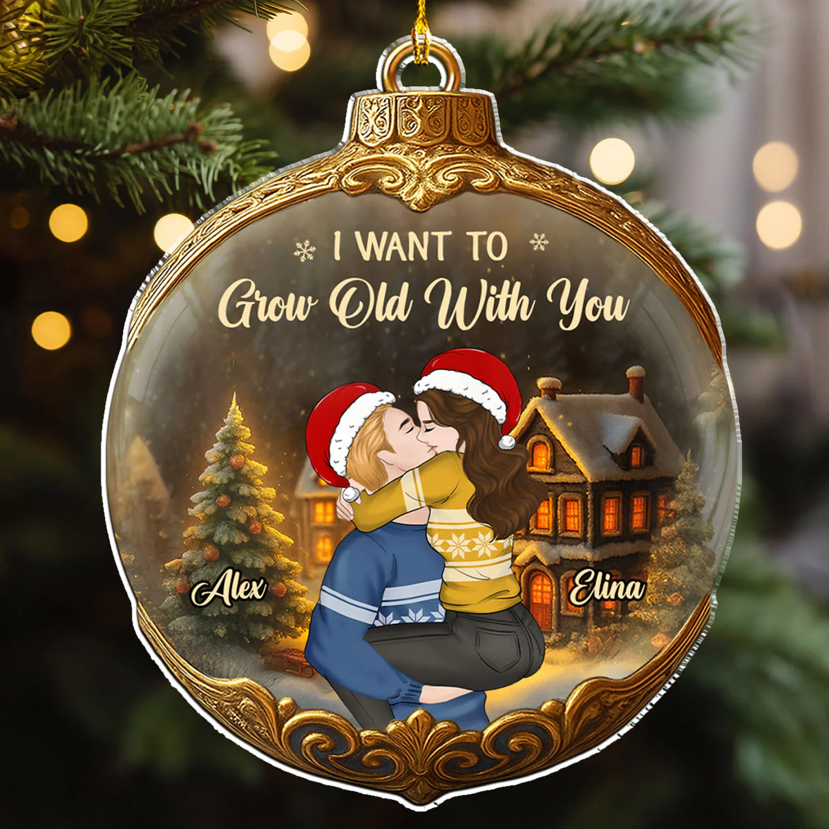 Winter Wonderland And Love - Personalized Custom Acrylic Ornament - Image 3