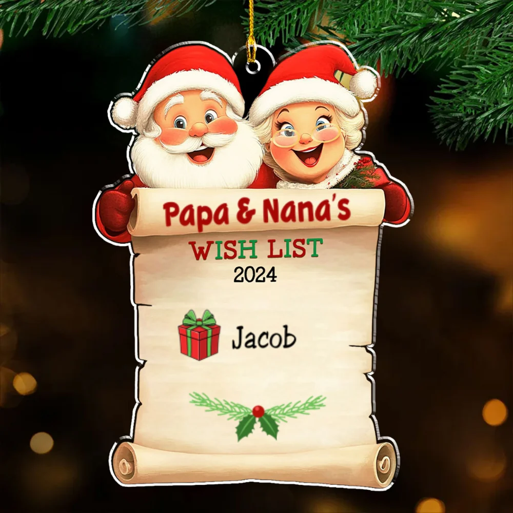 Wish List Of Papa And Nana - Personalized Custom Acrylic Ornament - Image 5
