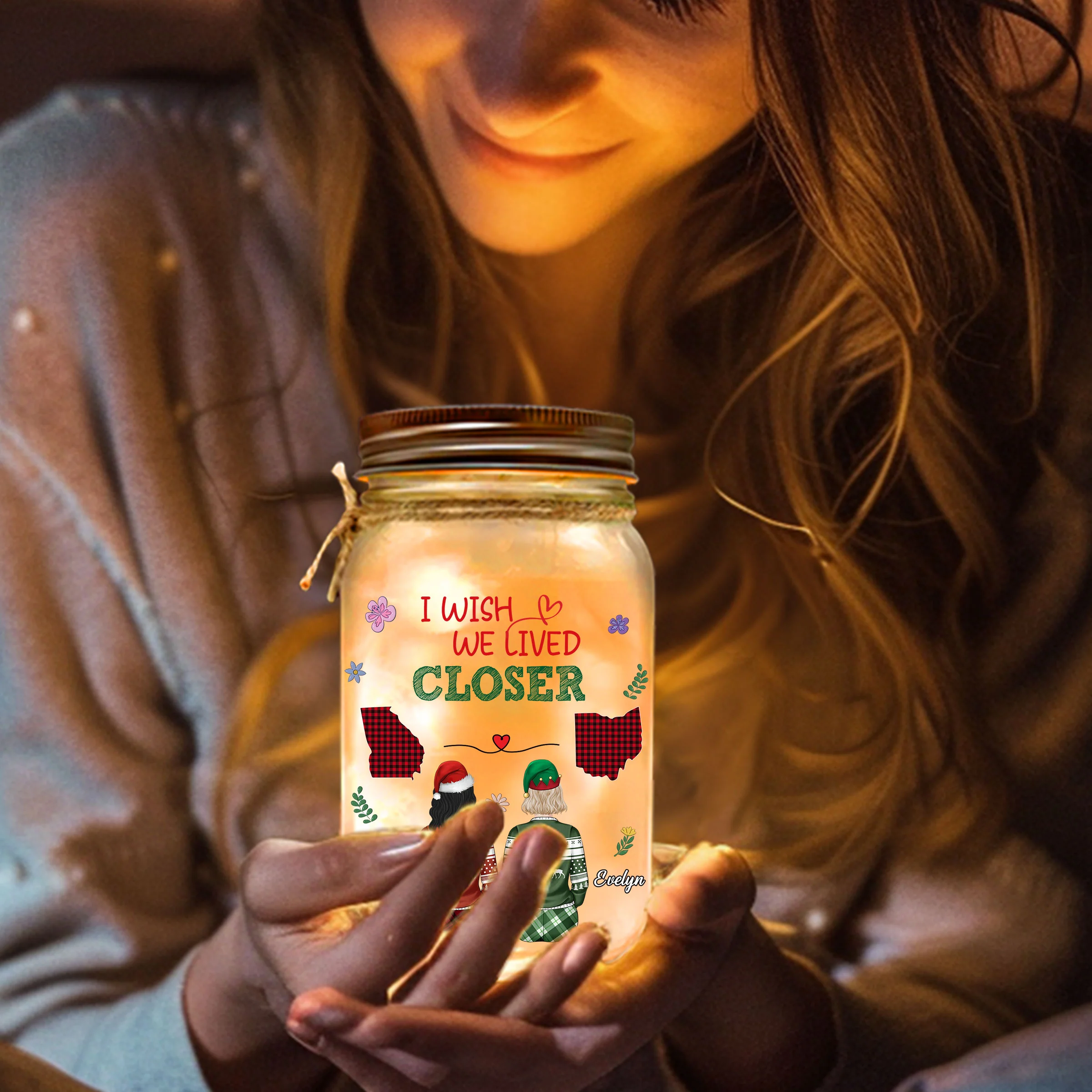 Wish You Lived Next Door - Personalized Custom Mason Jar Light - Image 3