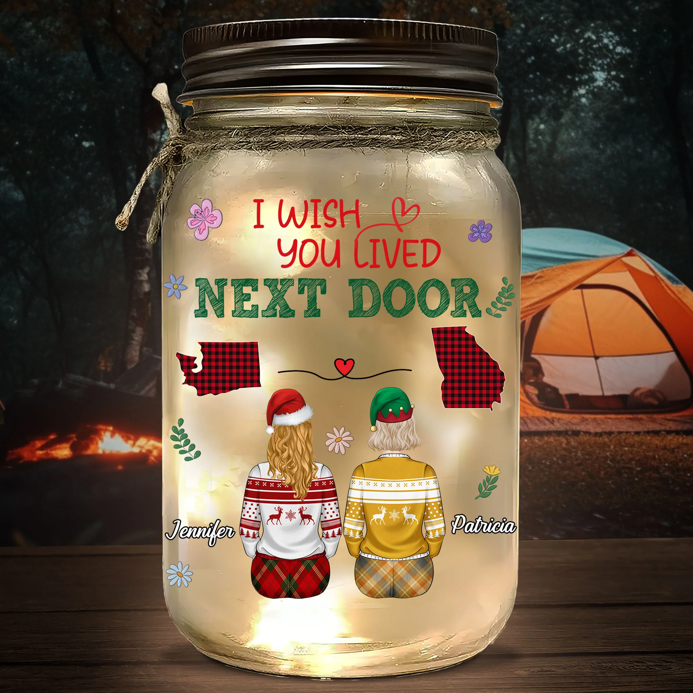 Wish You Lived Next Door - Personalized Custom Mason Jar Light - Image 4