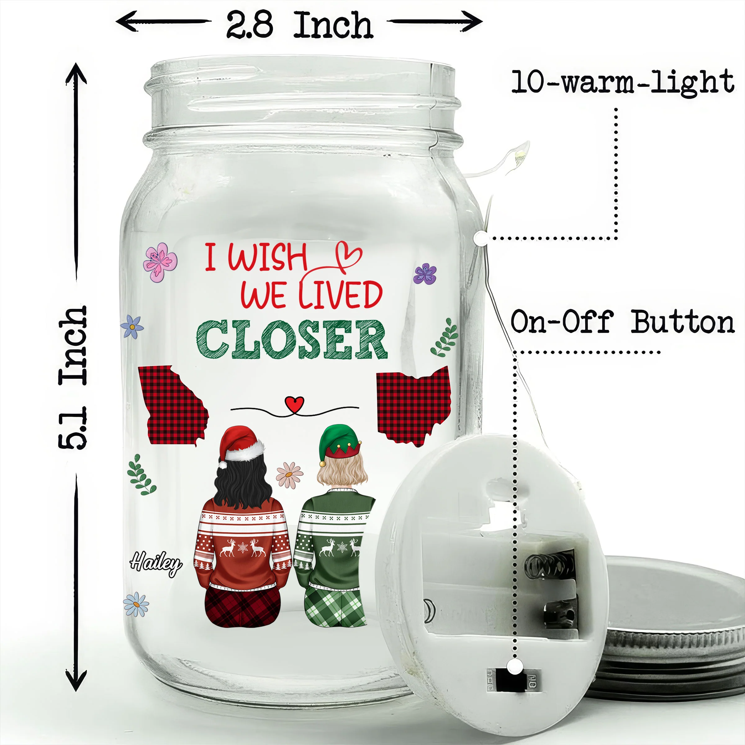 Wish You Lived Next Door - Personalized Custom Mason Jar Light - Image 5