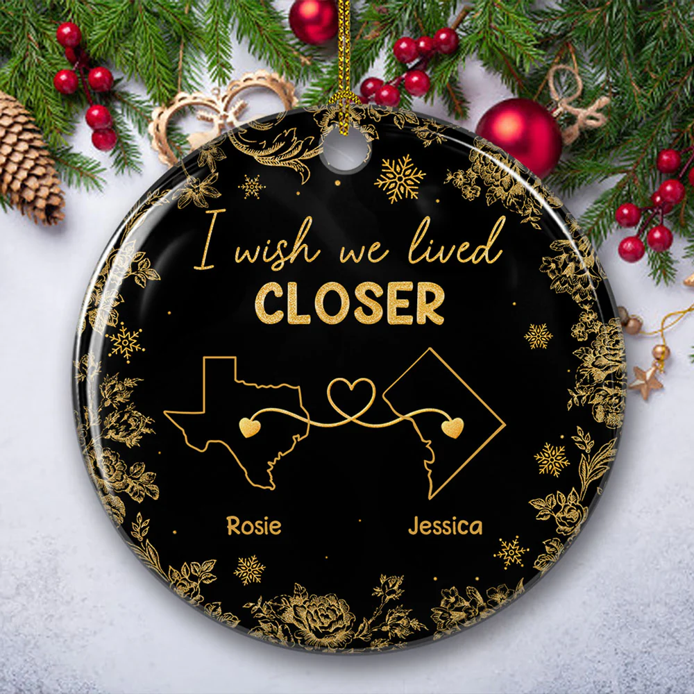 Wish You Lived Next Door Yellow - Personalized Custom Ceramic Ornament - Image 4