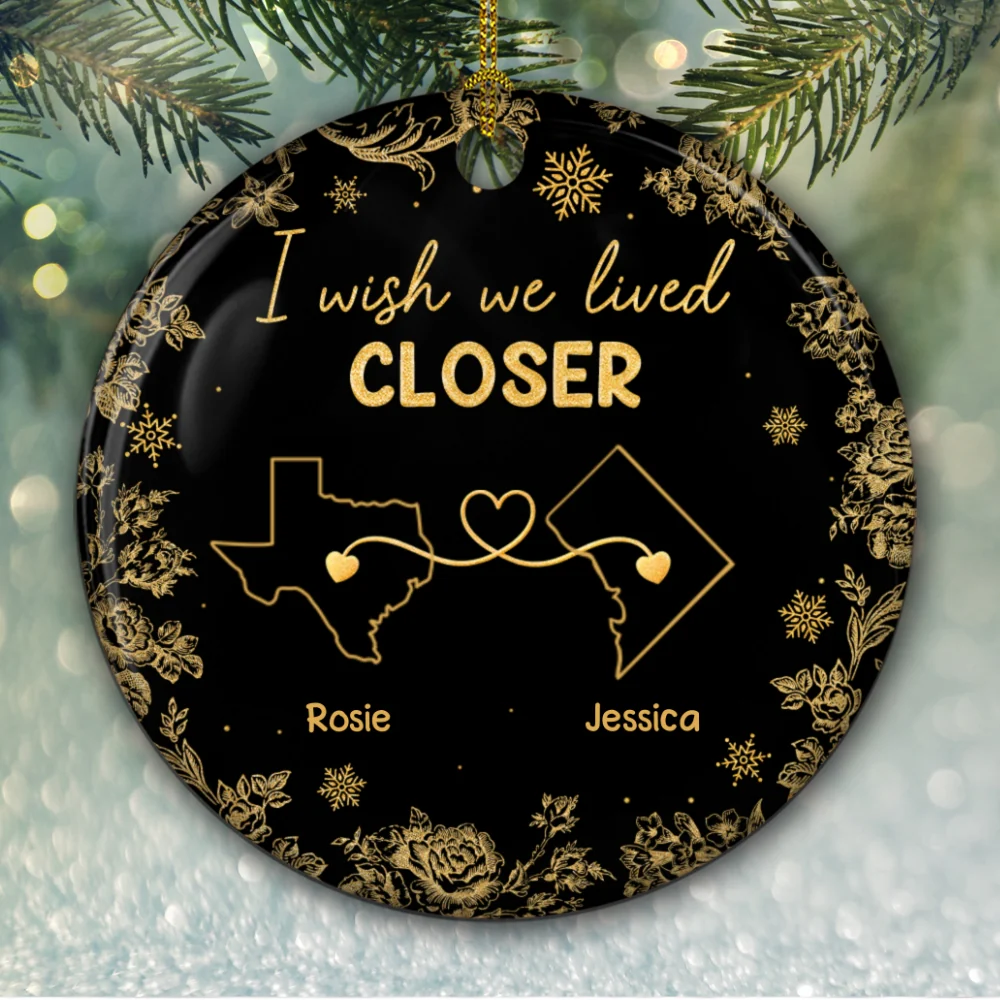 Wish You Lived Next Door Yellow - Personalized Custom Ceramic Ornament - Image 5