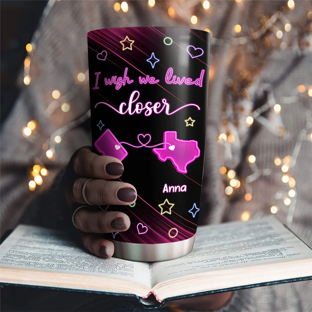 Wishing We Lived Closer - Personalized Custom Tumbler - Image 2