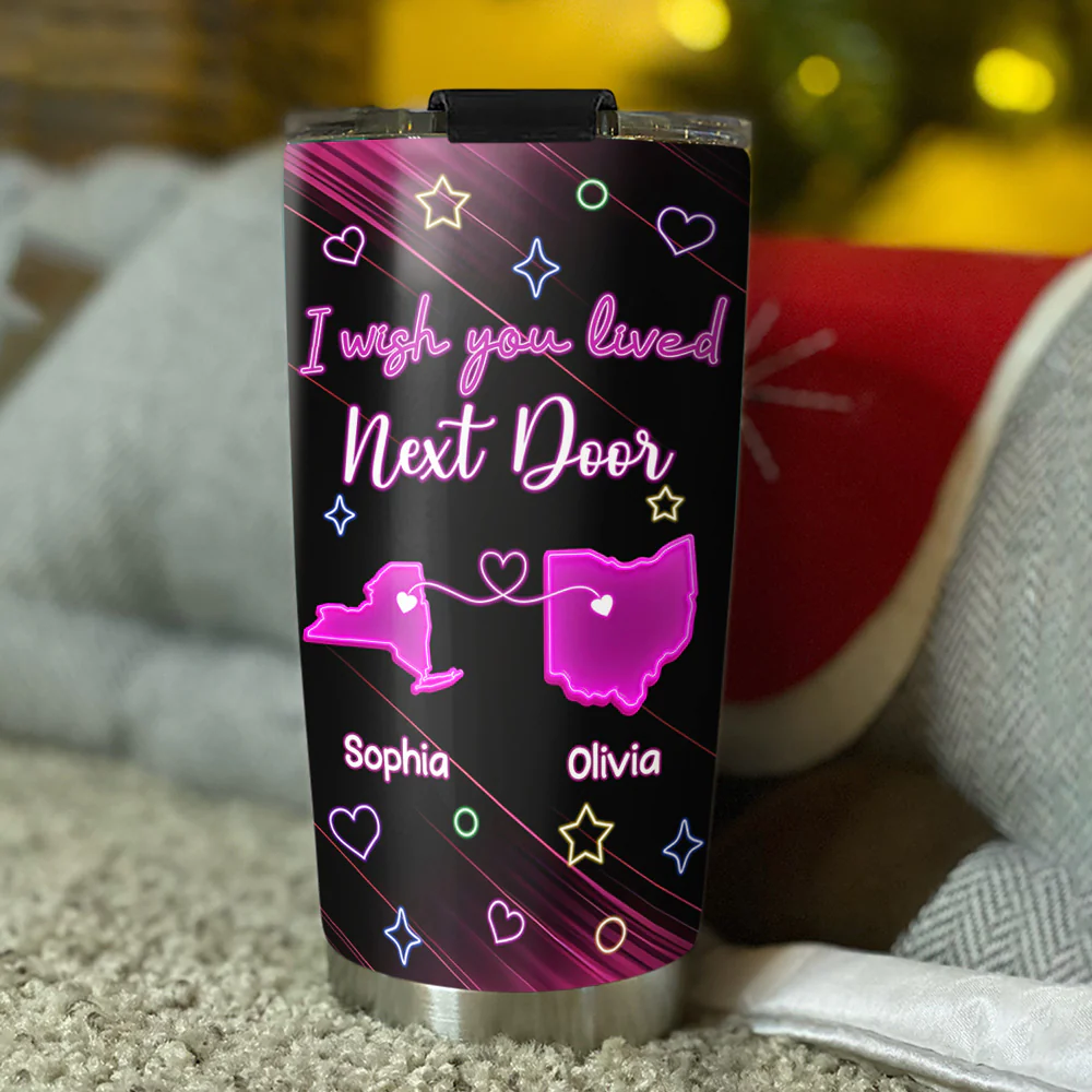Wishing We Lived Closer - Personalized Custom Tumbler - Image 3