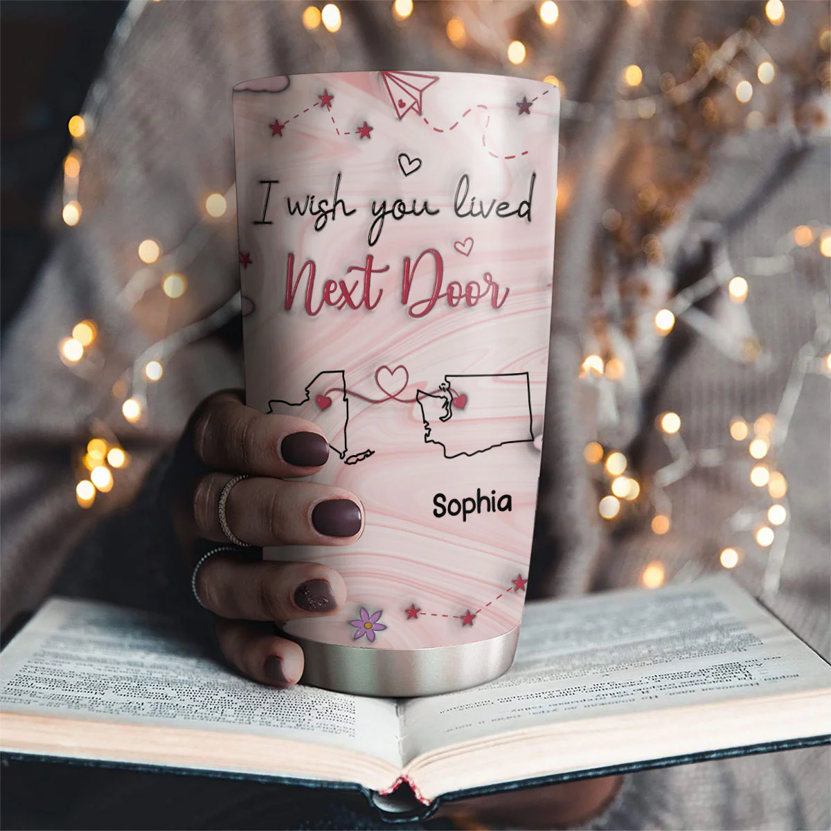 Wishing You Lived Next Door - Personalized Custom 3D Inflated Effect Tumbler - Image 2