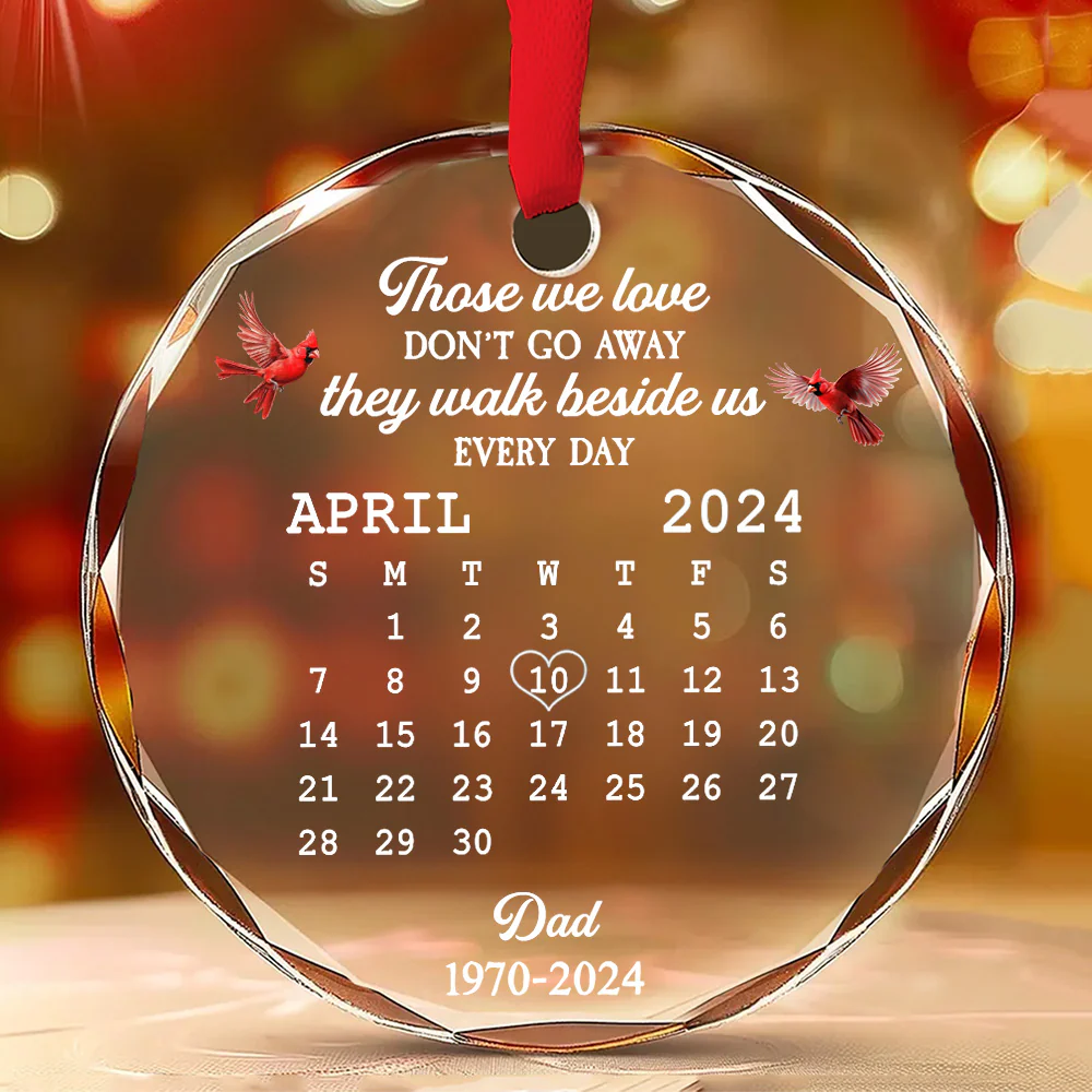 With Us Always - Personalized Custom Glass Ornament - Image 2