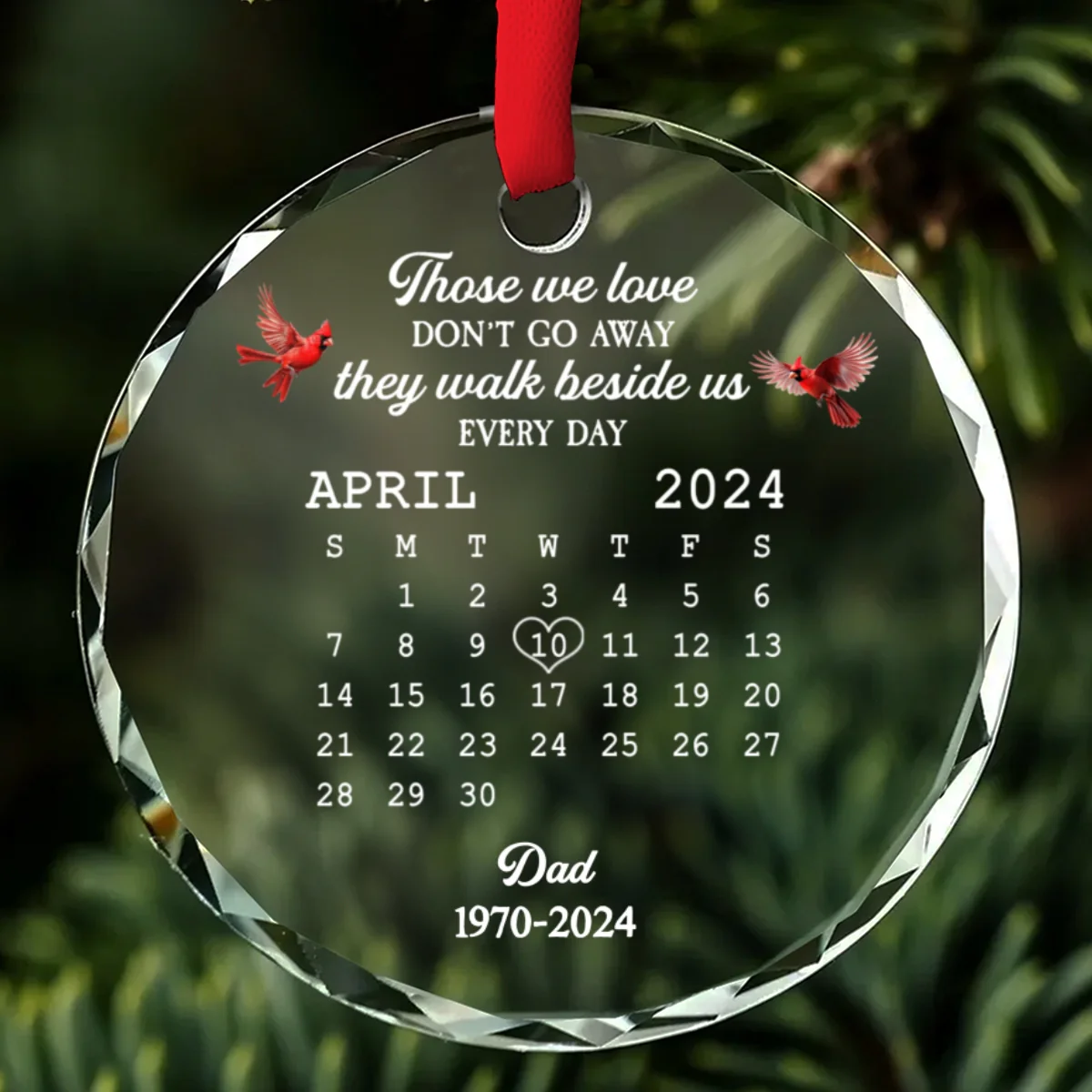 With Us Always - Personalized Custom Glass Ornament - Image 7
