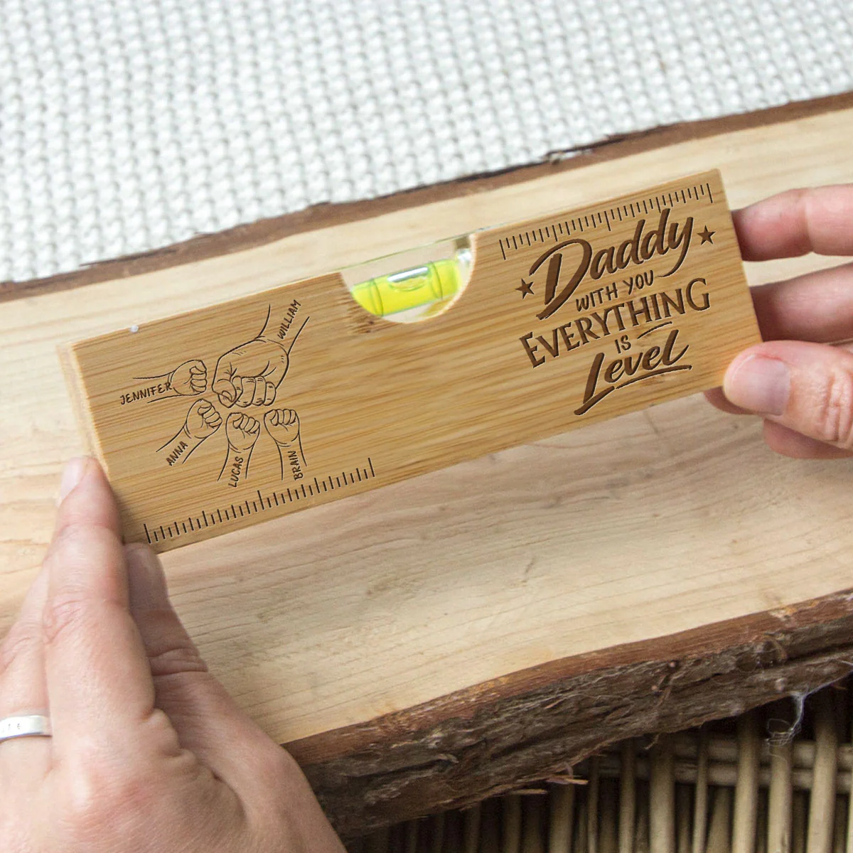With You Everything Is Level - Personalized Custom Engraved Wooden Spirit Level Bottle Opener - Image 3