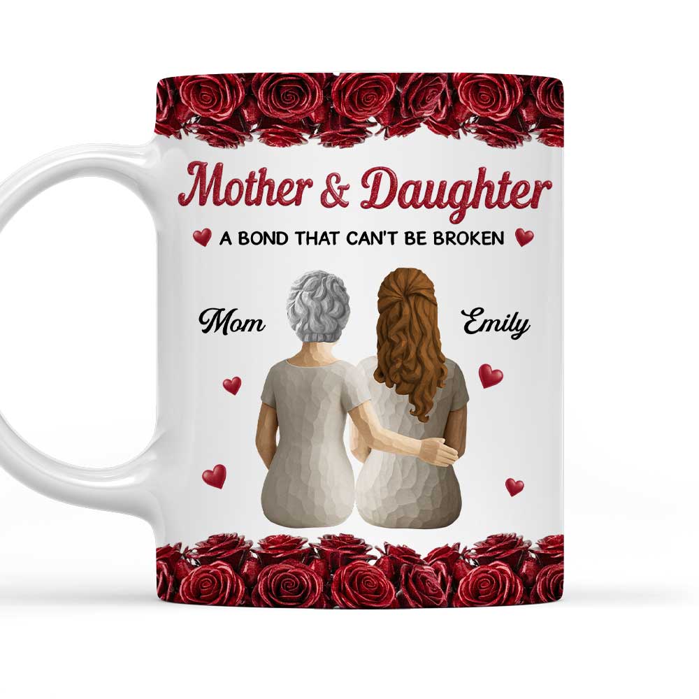 Wood Rose Mom And Daughter - Personalized Custom 3D Inflated Effect Coffee Mug