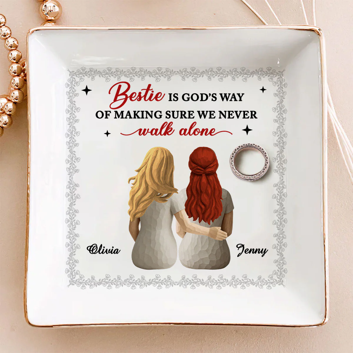 Wooden Bestie Forever - Personalized Custom Jewelry Dish