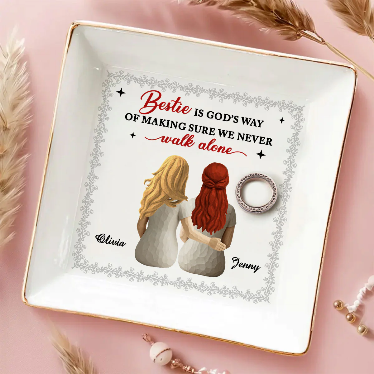 Wooden Bestie Forever - Personalized Custom Jewelry Dish - Image 2