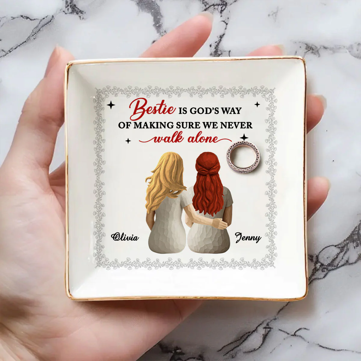 Wooden Bestie Forever - Personalized Custom Jewelry Dish - Image 3