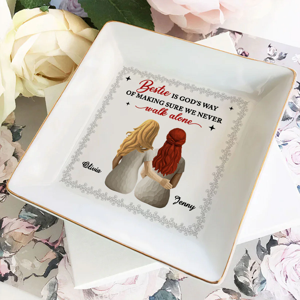 Wooden Bestie Forever - Personalized Custom Jewelry Dish - Image 4