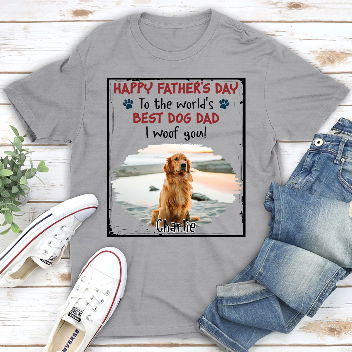 Woof Best Mom Dad Stylized Dog Photo - Personalized Custom Shirt - Image 2
