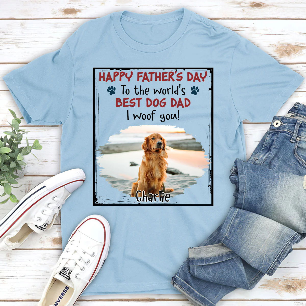 Woof Best Mom Dad Stylized Dog Photo - Personalized Custom Shirt - Image 3