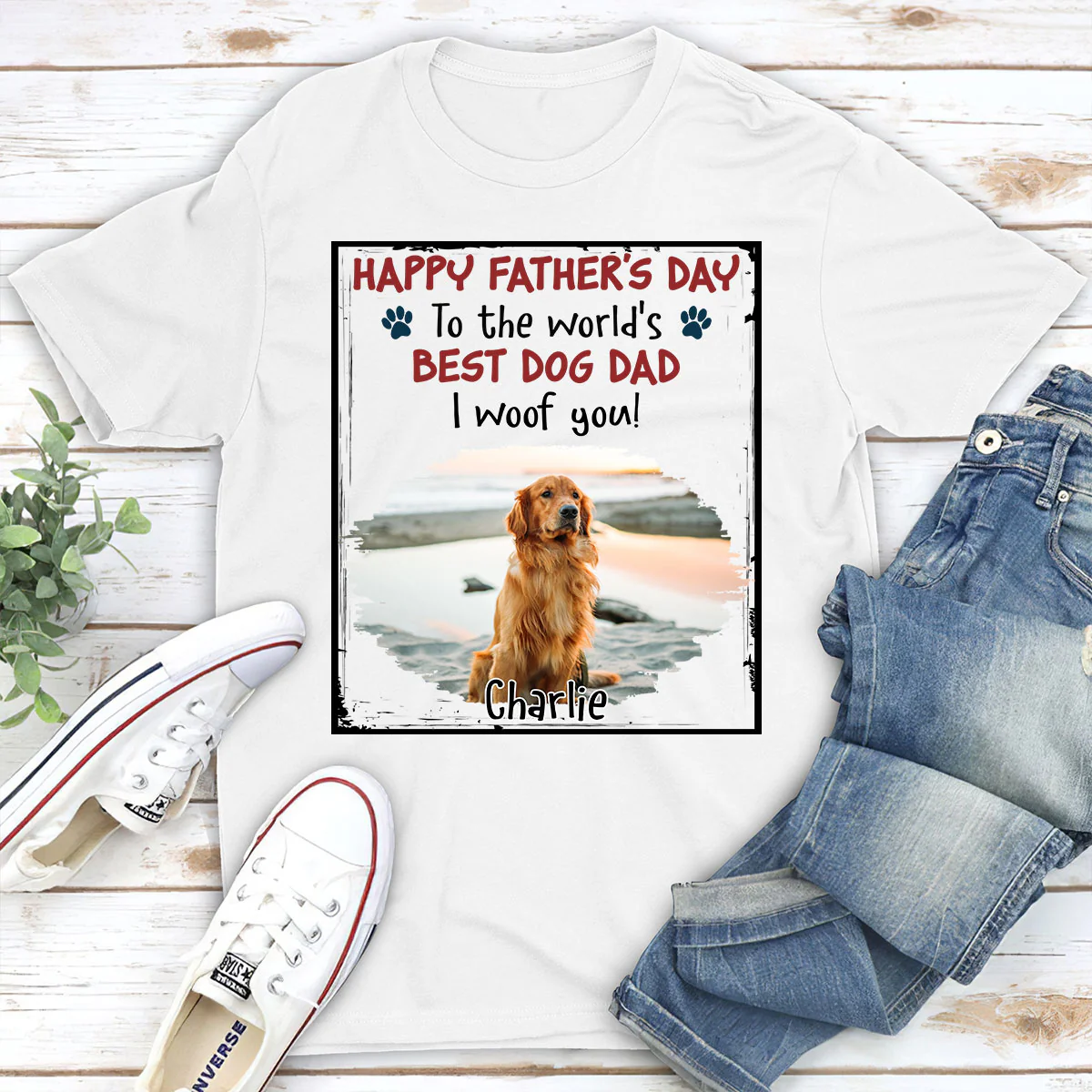 Woof Best Mom Dad Stylized Dog Photo - Personalized Custom Shirt - Image 4
