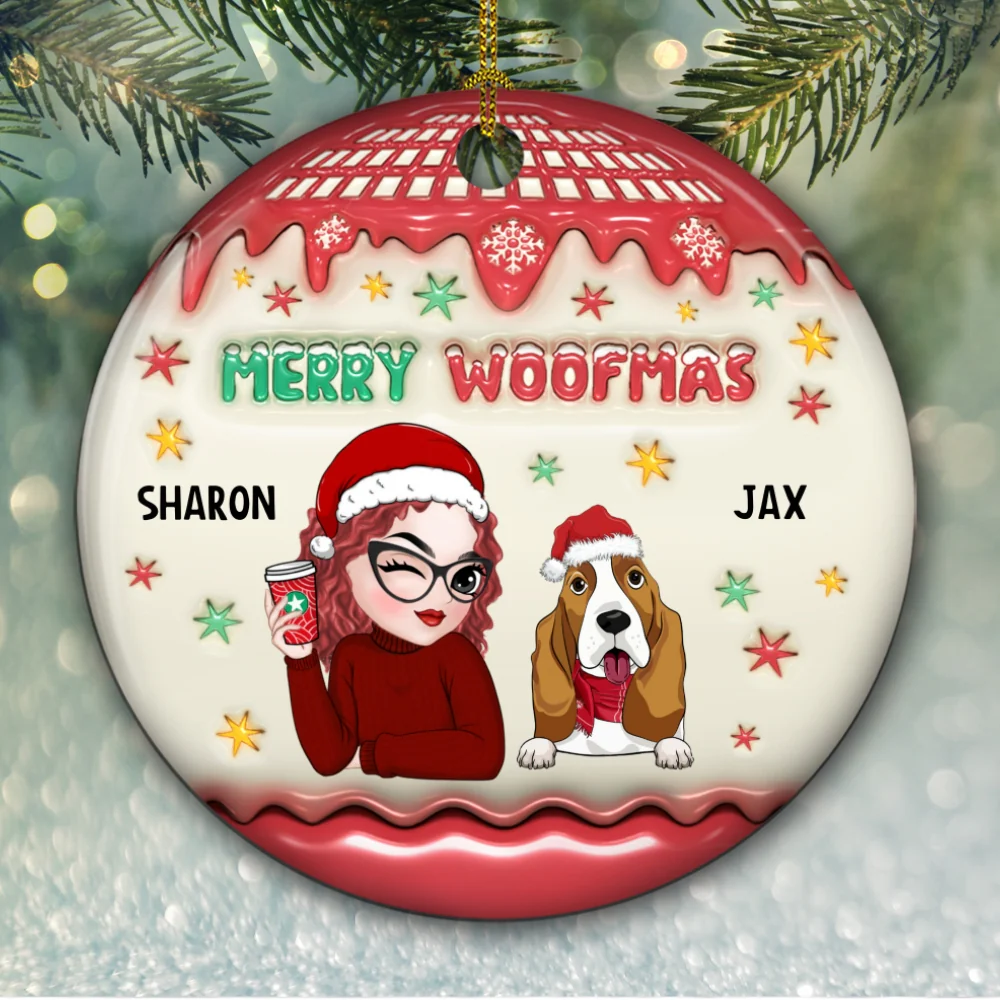 Woofmas Winter - Personalized Custom 3D Inflated Effect Ceramic Ornament - Image 5