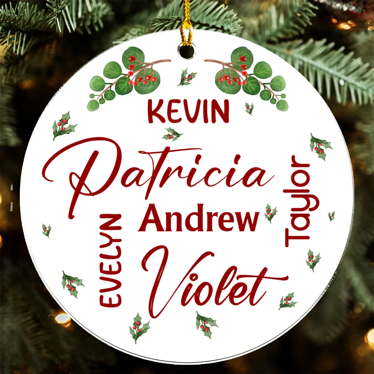 Word Cloud Mistletoe - Personalized Custom Acrylic Ornament - Image 2