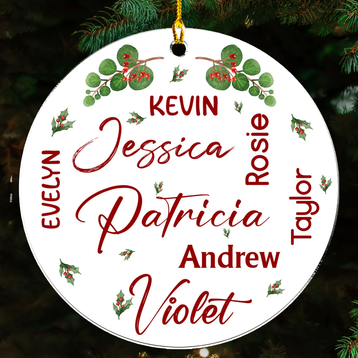 Word Cloud Mistletoe - Personalized Custom Acrylic Ornament - Image 3