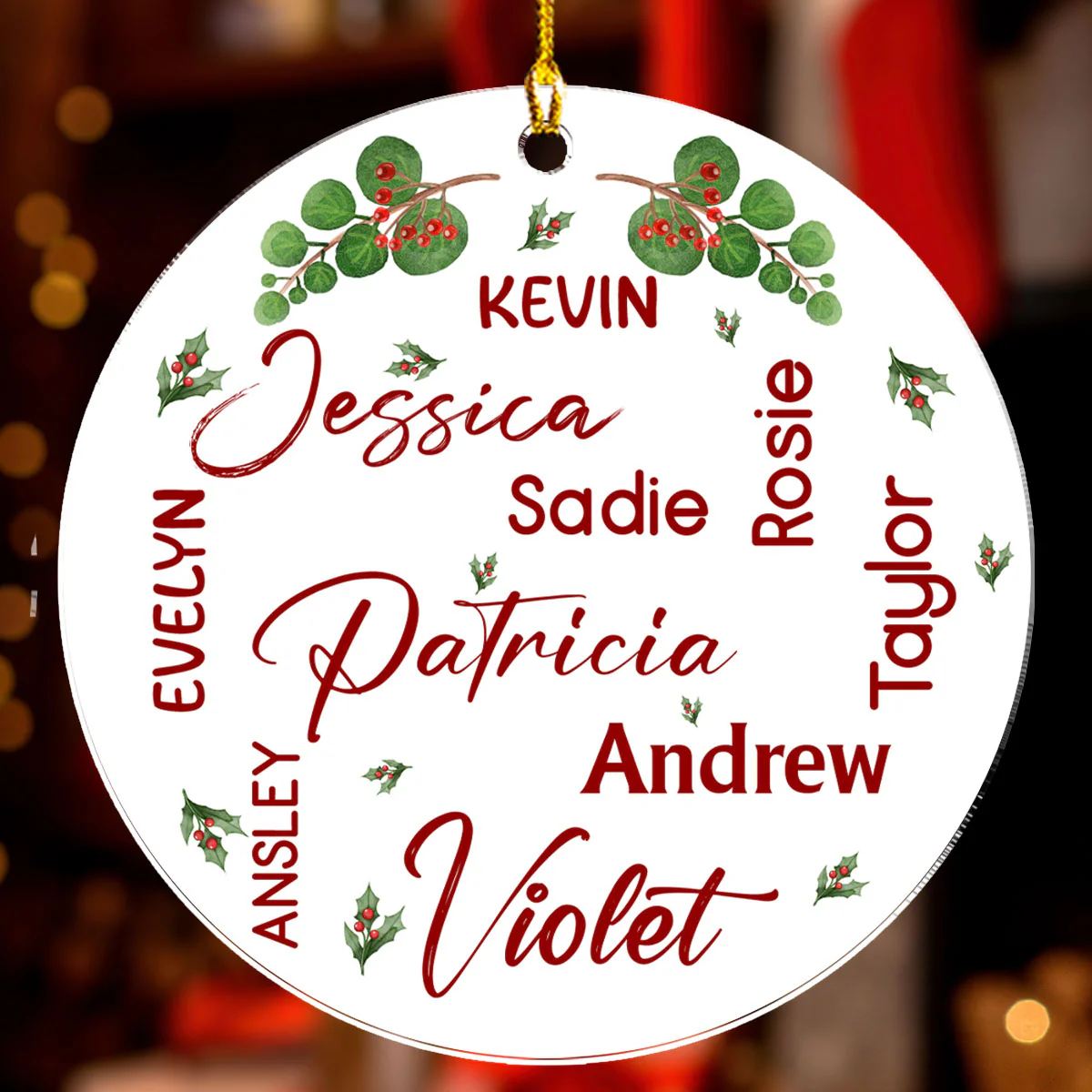 Word Cloud Mistletoe - Personalized Custom Acrylic Ornament - Image 4