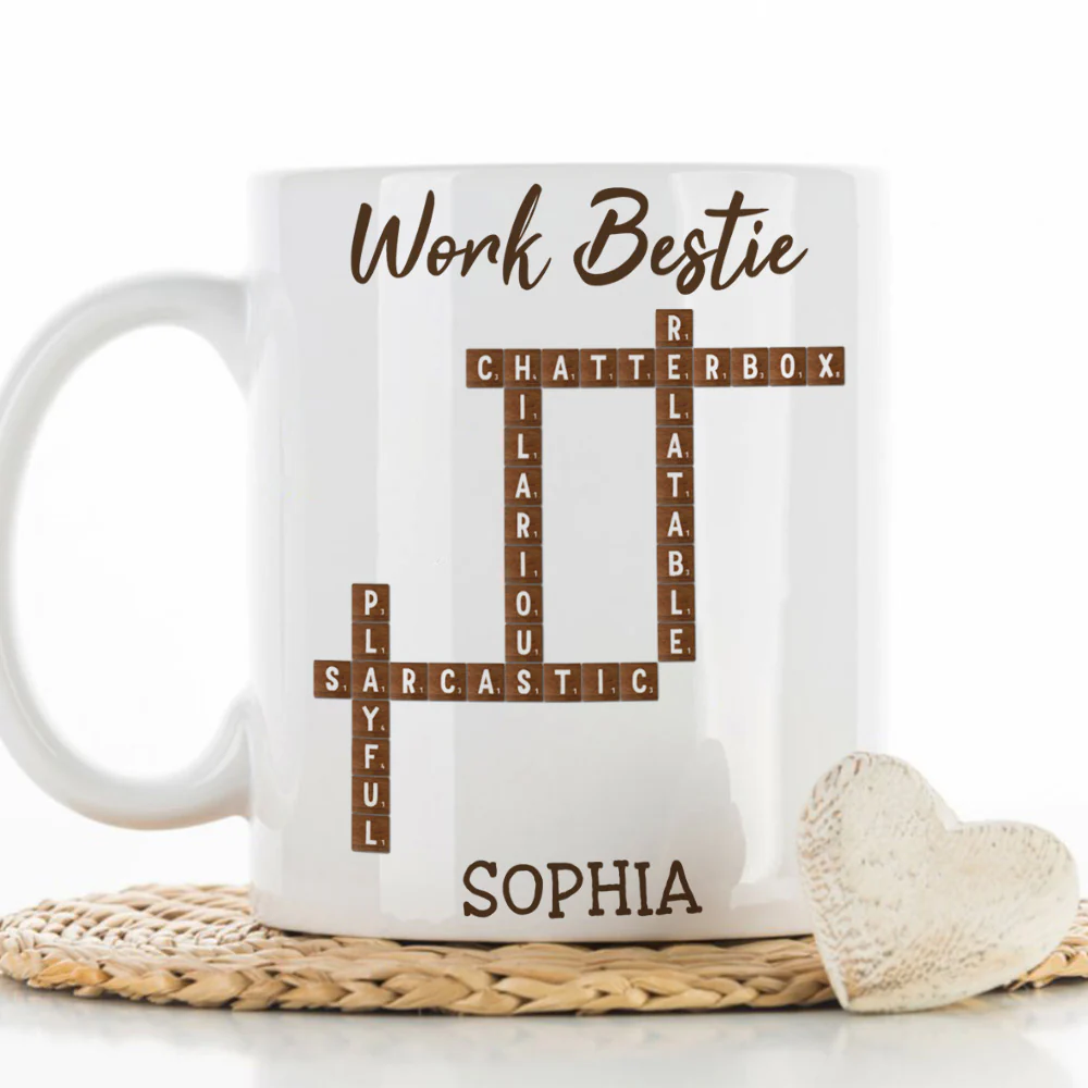 Work Bestie Crossword - Personalized Custom Coffee Mug - Image 4