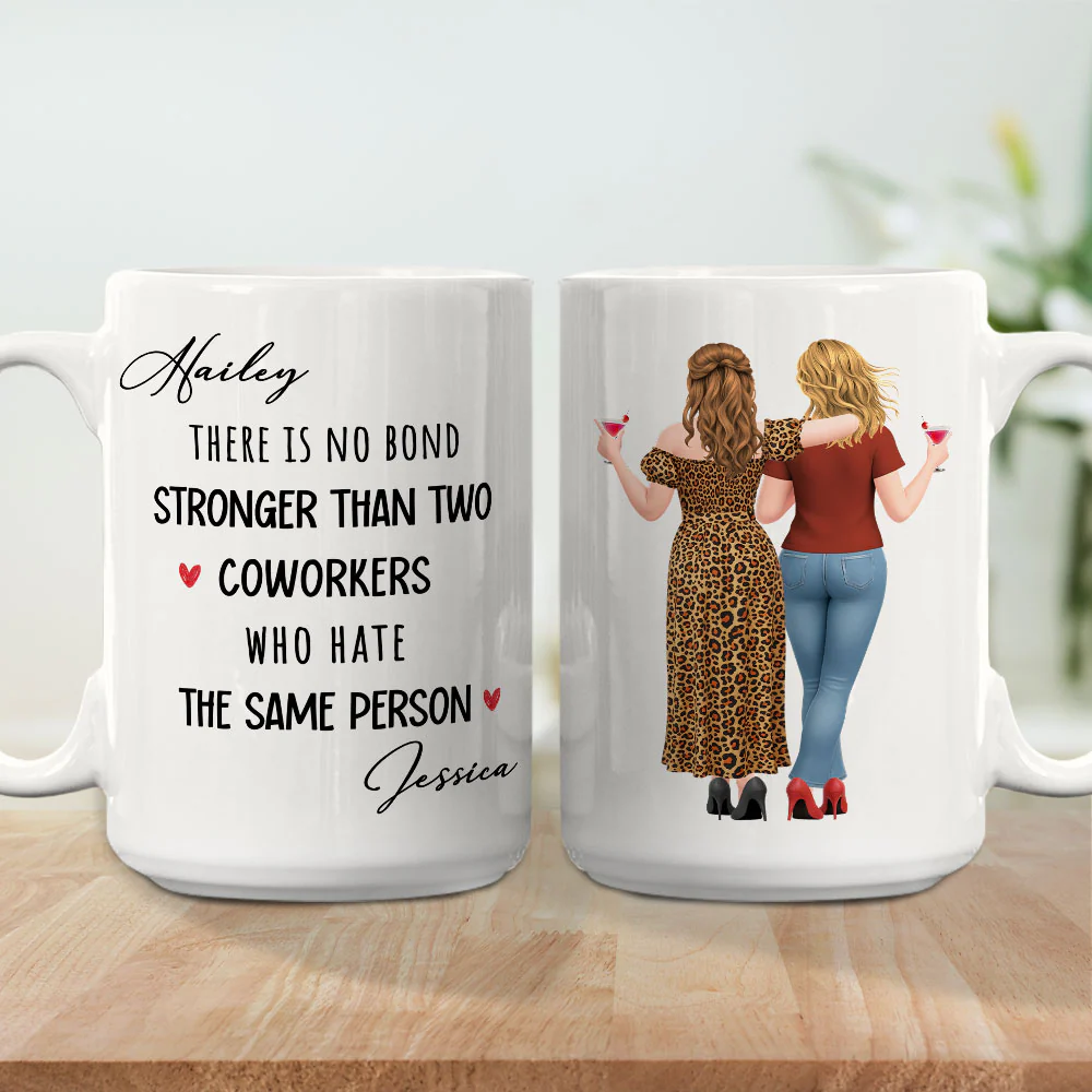 Work Besties Against The World - Personalized Custom Coffee Mug - Image 5