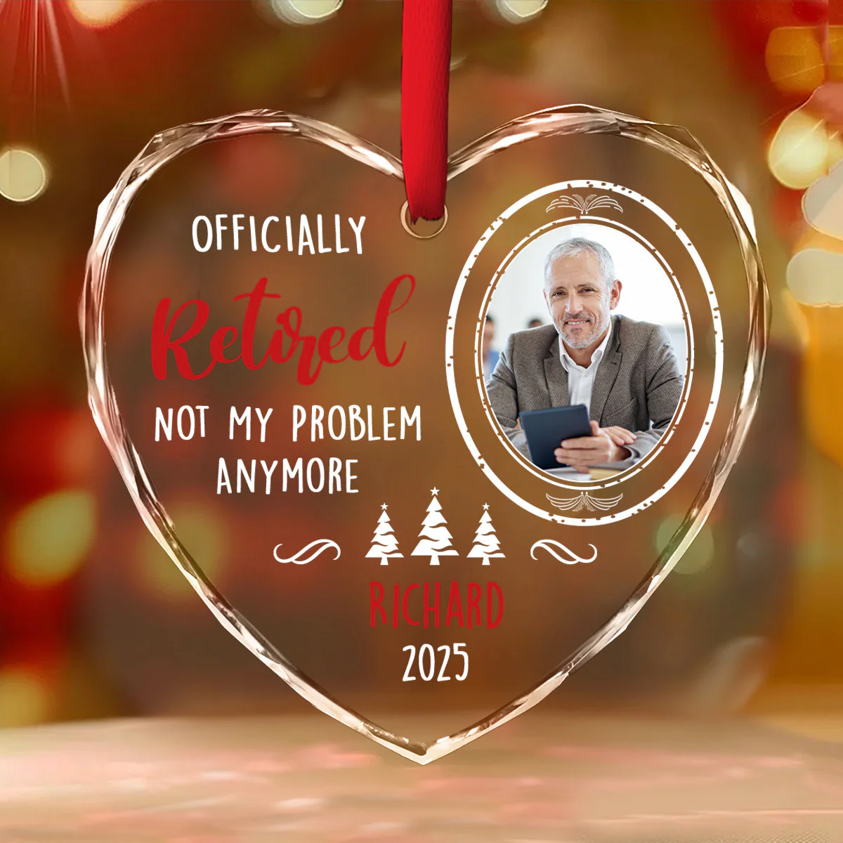 Work Ends Adventure Starts Today - Personalized Custom Glass Ornament - Image 3
