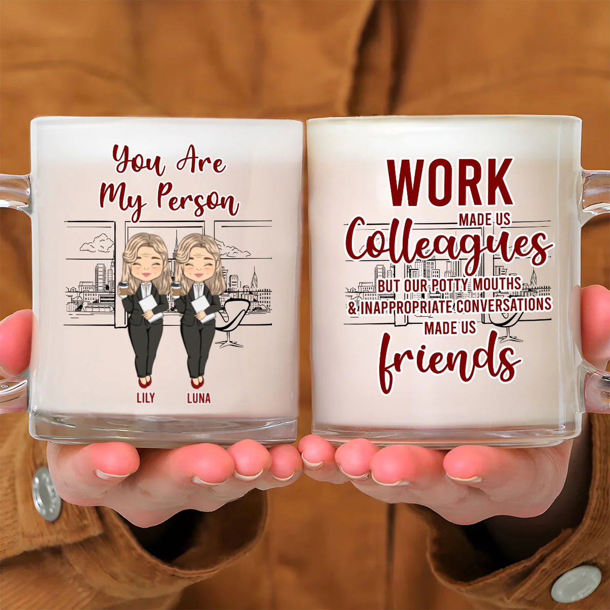 Work Made Us Colleagues Office Worker - Personalized Custom Glass Mug - Image 6