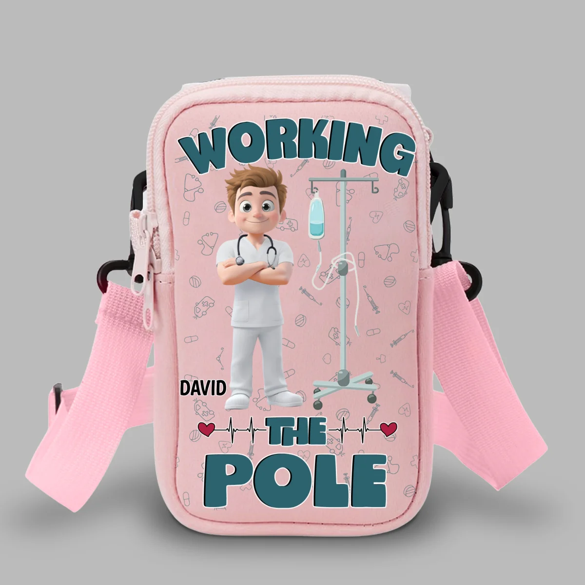 Working The Pole With Care - Personalized Custom Water Bottle Carrier Bag - Image 10