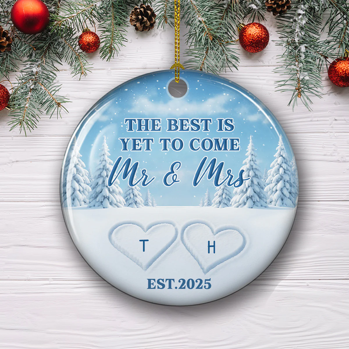 Writing On Sand - Personalized Custom Ceramic Ornament - Image 4