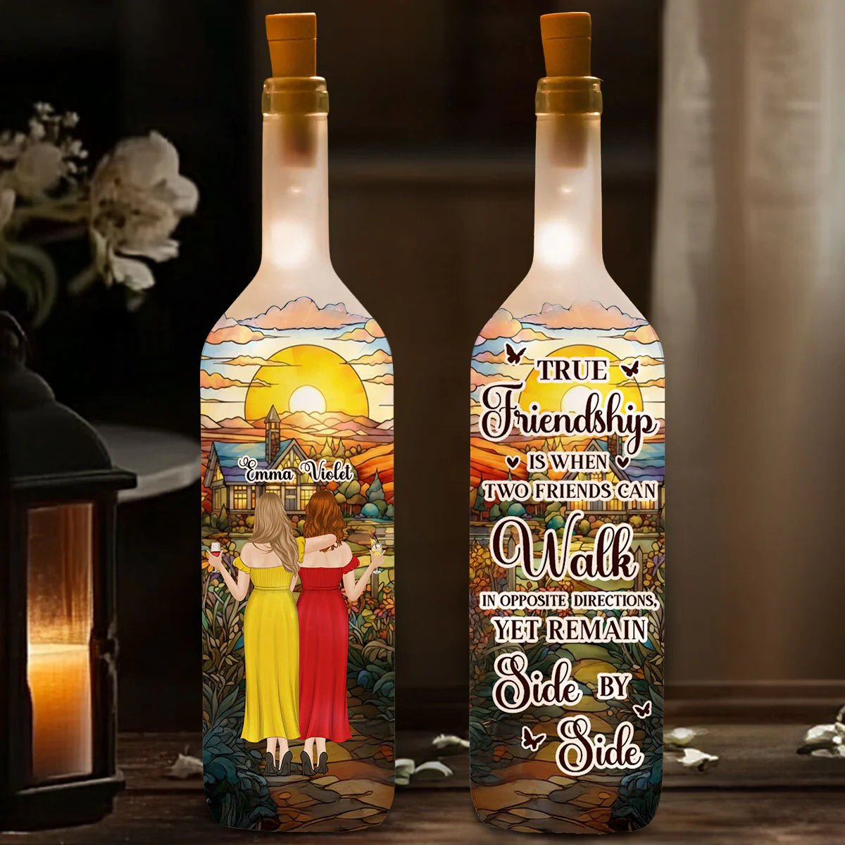 Yet Remain Side By Side - Personalized Custom Bottle Lamp - Image 2
