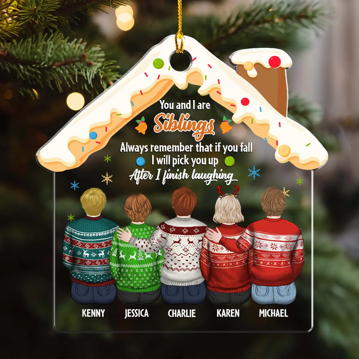 You And I Are Siblings - Personalized Custom Acrylic Ornament - Image 3