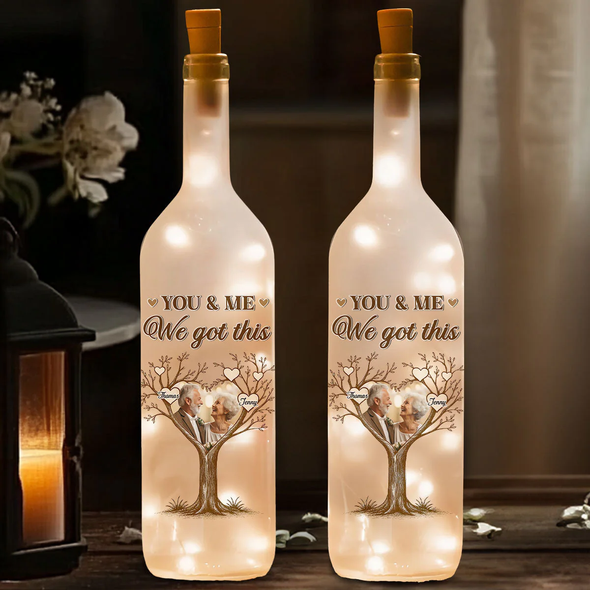 You And Me 2 - Personalized Custom Bottle Lamp - Image 2
