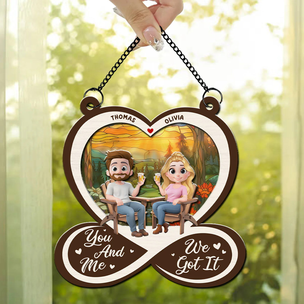 You And Me Always And Forever - Personalized Custom Suncatcher - Image 3