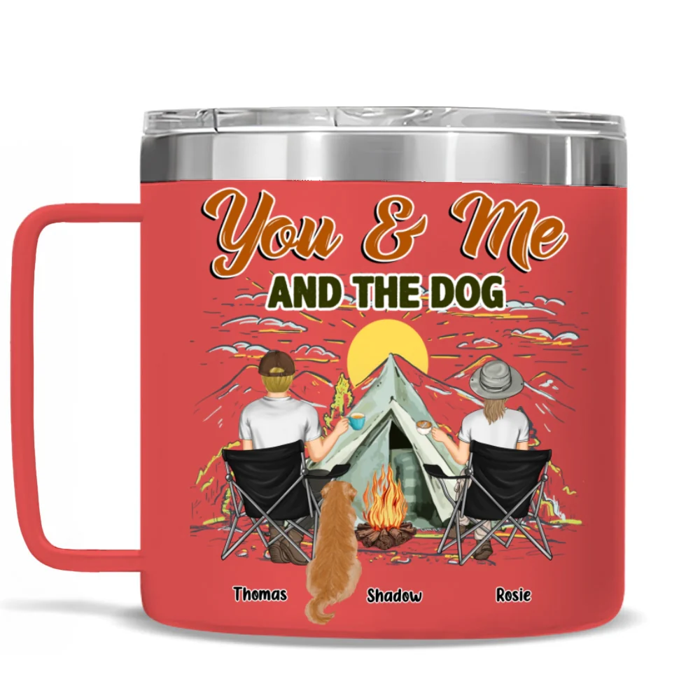 You And Me And Our Lovely Dogs - Personalized Custom 14oz Stainless Steel Tumbler With Handle - Image 10