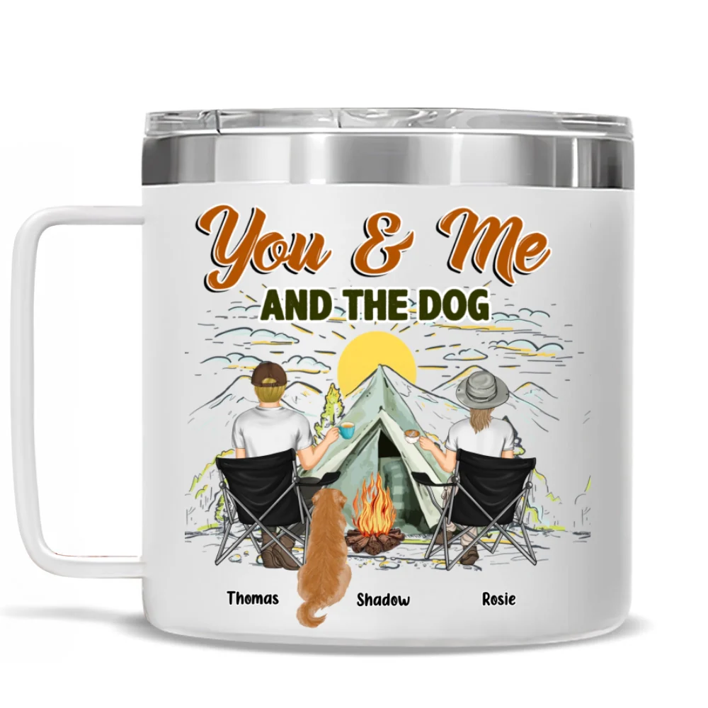 You And Me And Our Lovely Dogs - Personalized Custom 14oz Stainless Steel Tumbler With Handle - Image 7