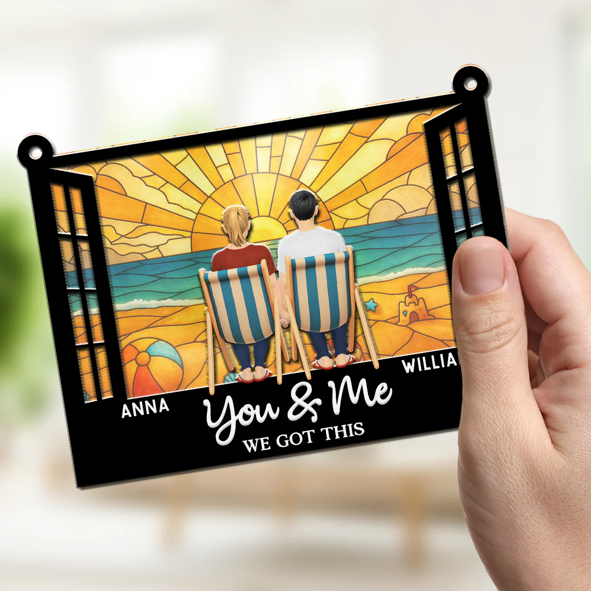 You And Me And The Beach - Personalized Custom Suncatcher - Image 4