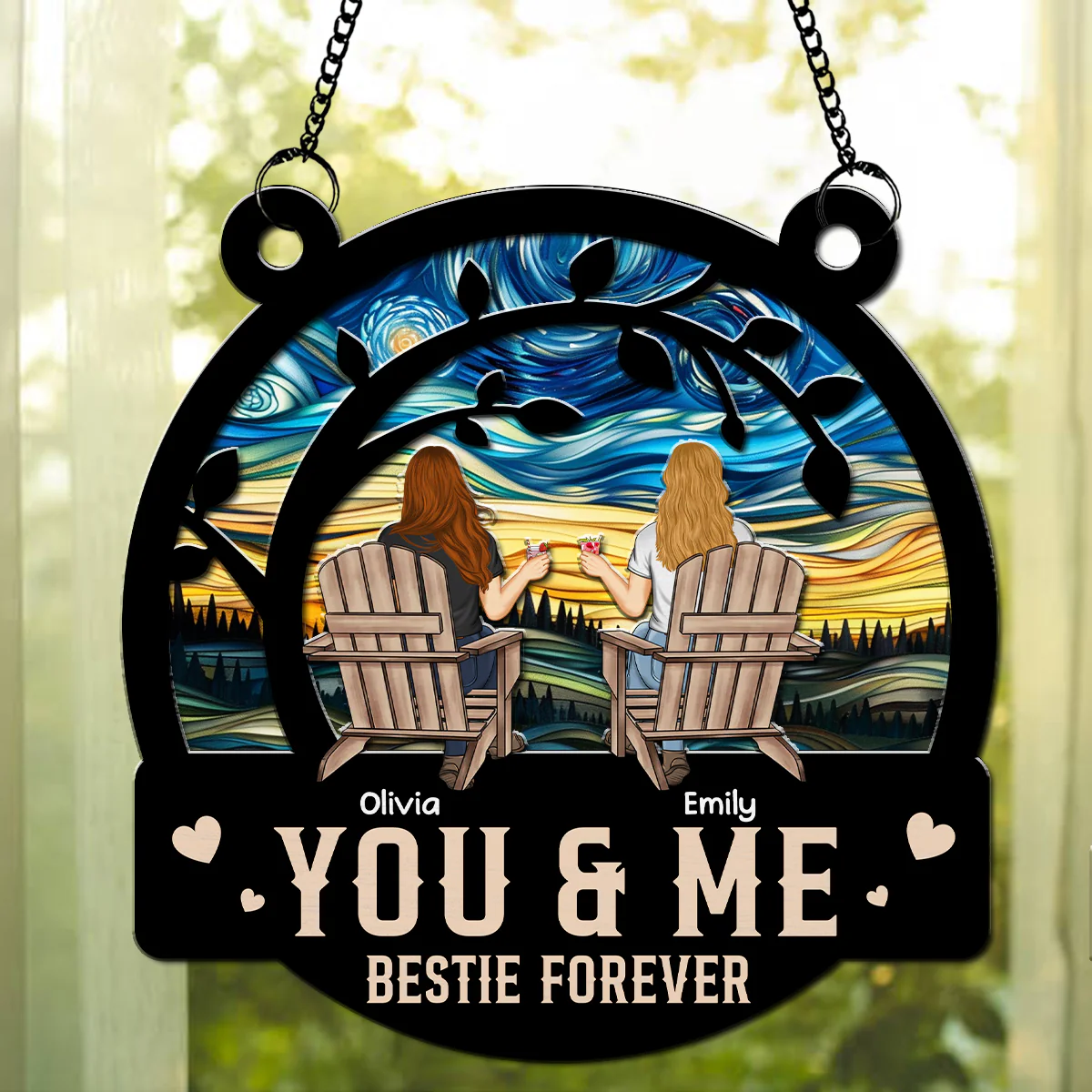 You And Me Are Bestie - Personalized Custom Suncatcher - Image 4