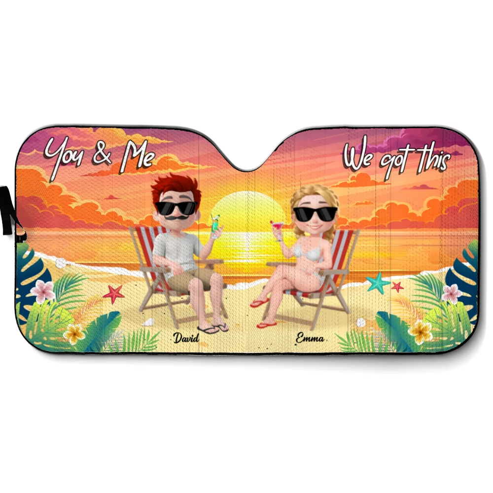 You And Me At Beach - Personalized Car Sunshade - Image 7