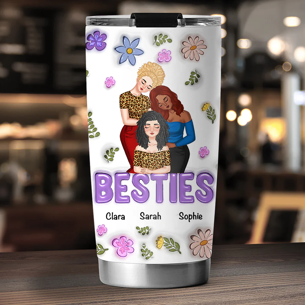 You And Me Besties Forever - Personalized Custom 3D Inflated Effect Tumbler - Image 2