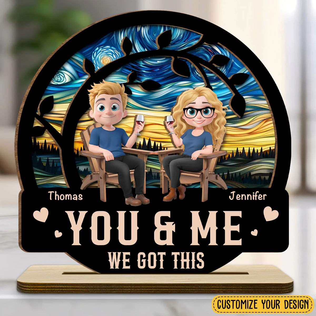 You And Me Got This - Personalized Custom 2-Layer Wood Plaque With Flat Base - Image 6