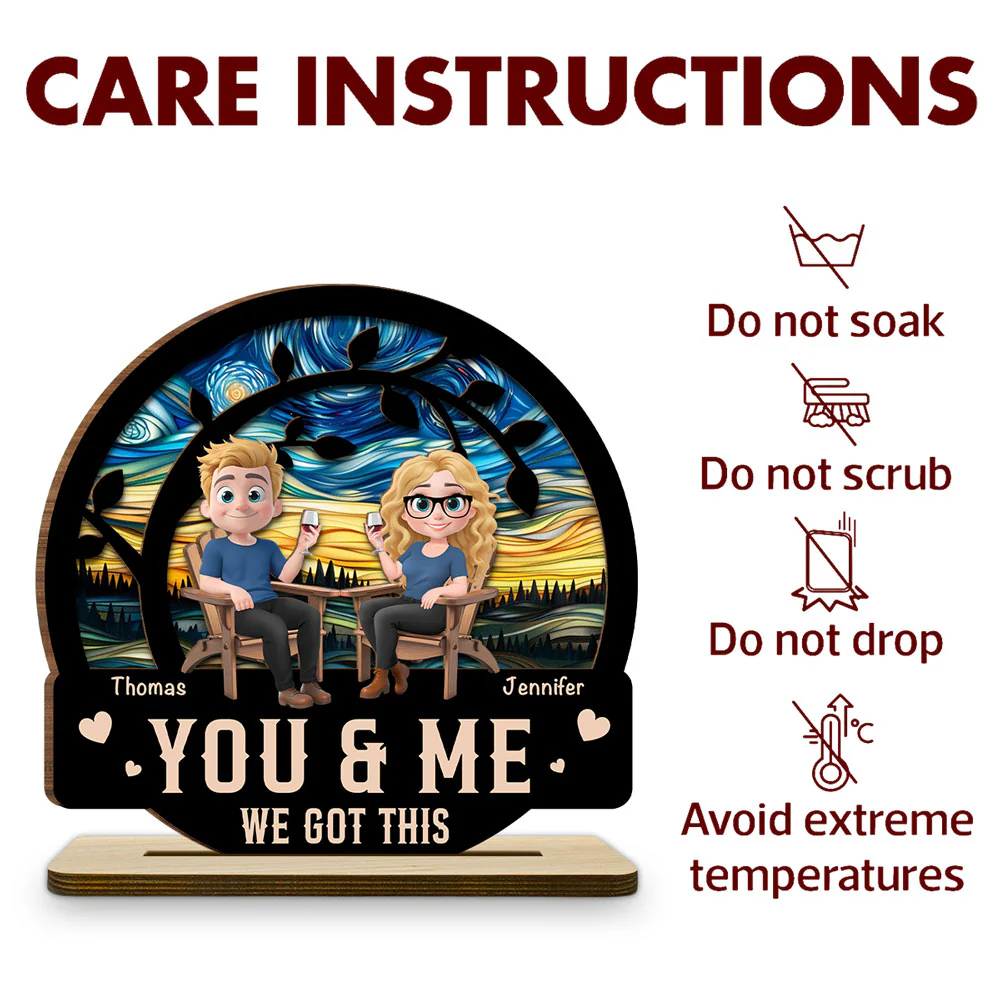 You And Me Got This - Personalized Custom 2-Layer Wood Plaque With Flat Base - Image 8