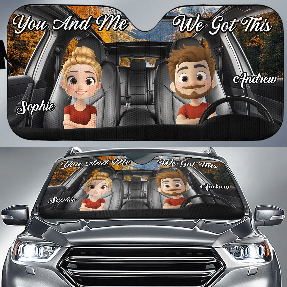 You And Me Got This - Personalized Custom Car Sunshade - Image 2