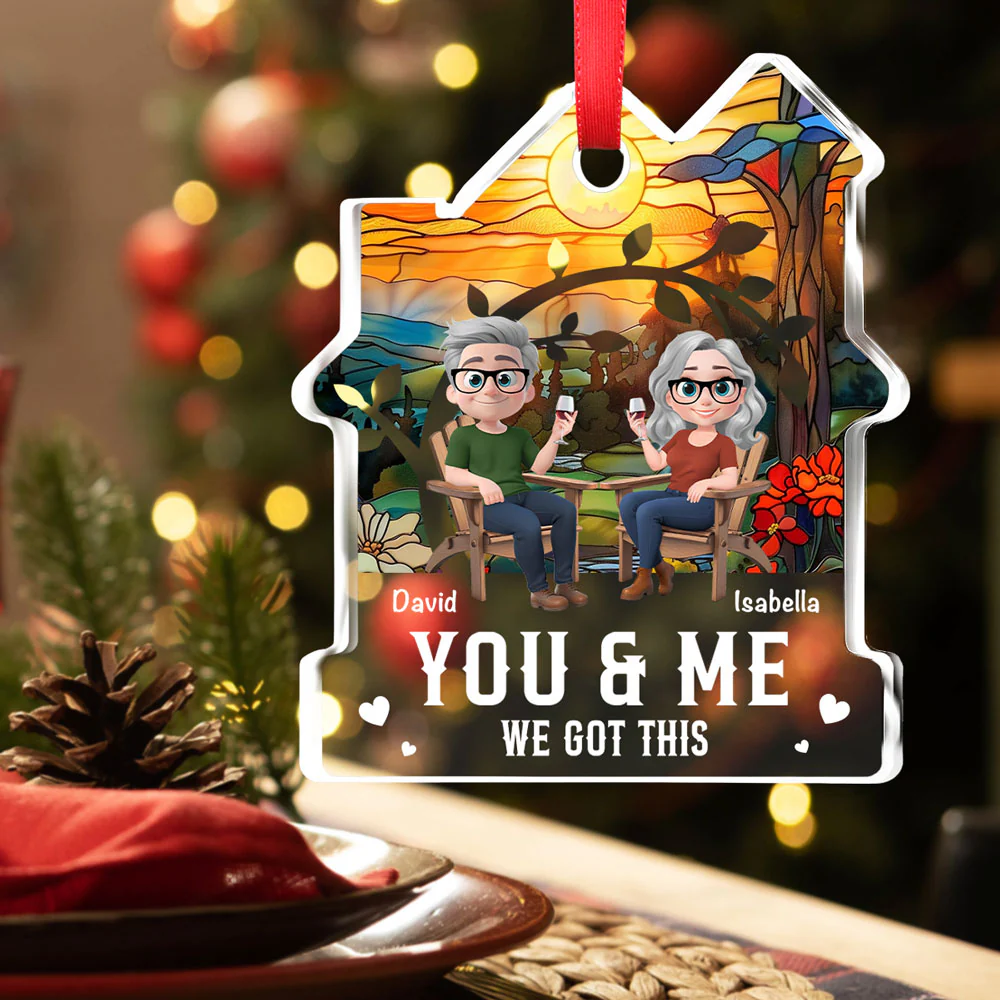 You And Me Got This - Personalized Custom House Shaped Glass Ornament - Image 2