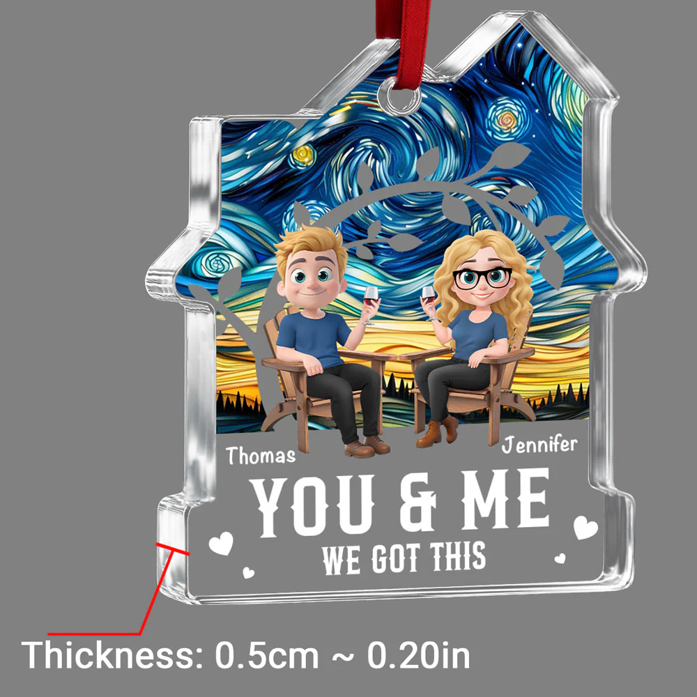 You And Me Got This - Personalized Custom House Shaped Glass Ornament - Image 4