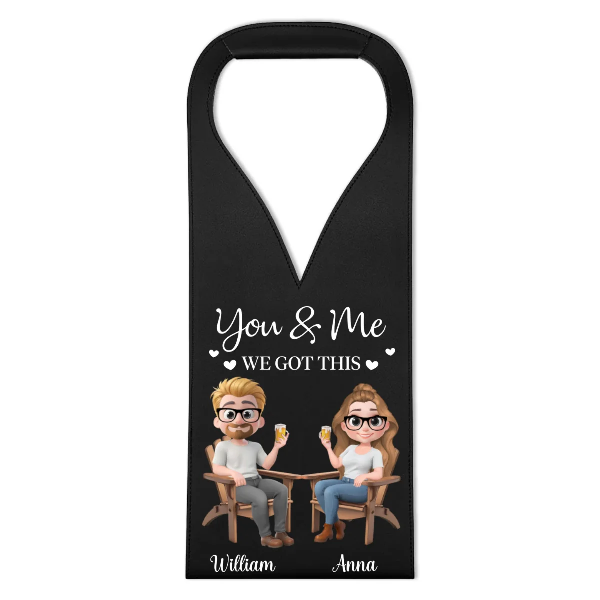 You And Me Got This - Personalized Custom Leather Wine Bag - Image 7