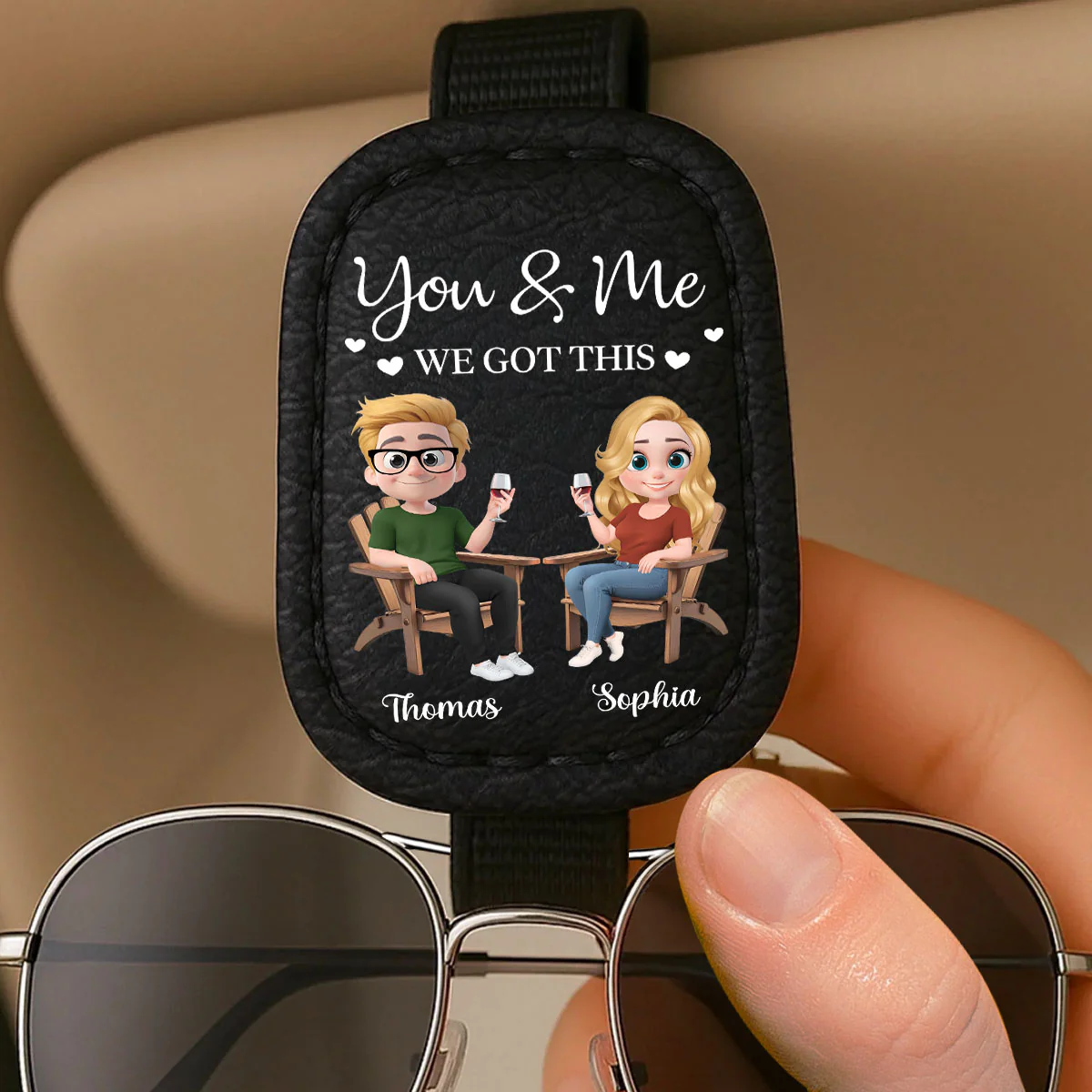 You And Me Got This - Personalized Custom Sunglasses Holder For Car Visor - Image 3