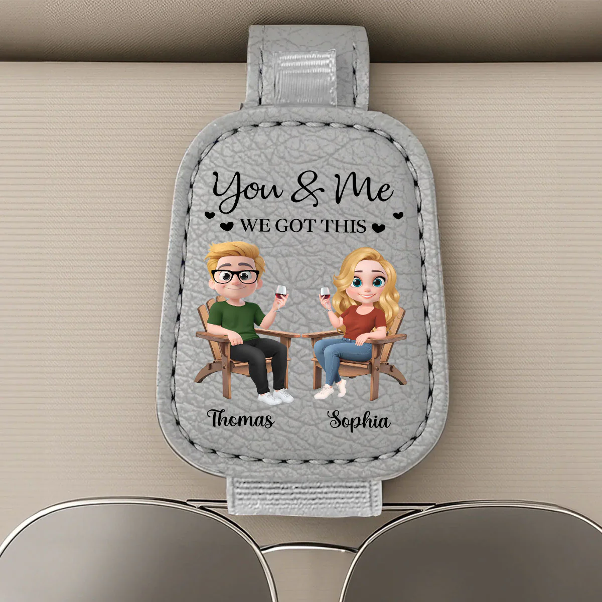 You And Me Got This - Personalized Custom Sunglasses Holder For Car Visor - Image 5